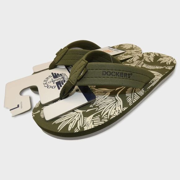Docker's Premium Kids Palm Print Green Sandals L 2/3 - Picture 9 of 10